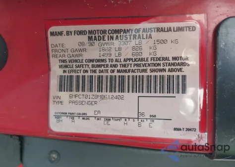 1993 Mercury Capri из США, поврежденный, VIN 6MPCT01Z8P8640785